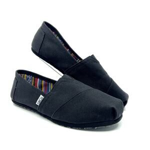 TOMS Alpargata Black Canvas Slip On Loafer Flats US 9